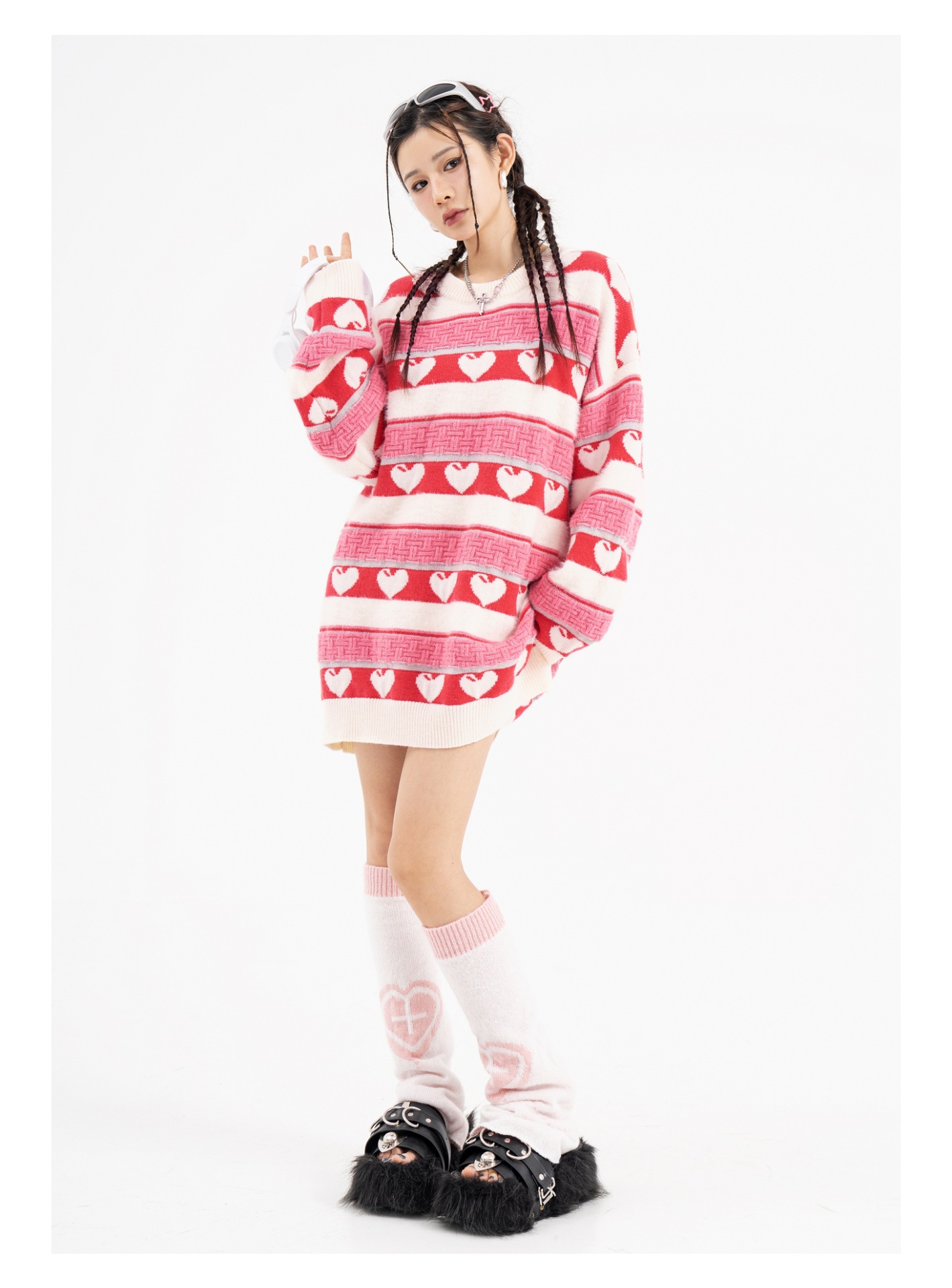 American Retro Contrast Color Knitted Sweater - Image 4