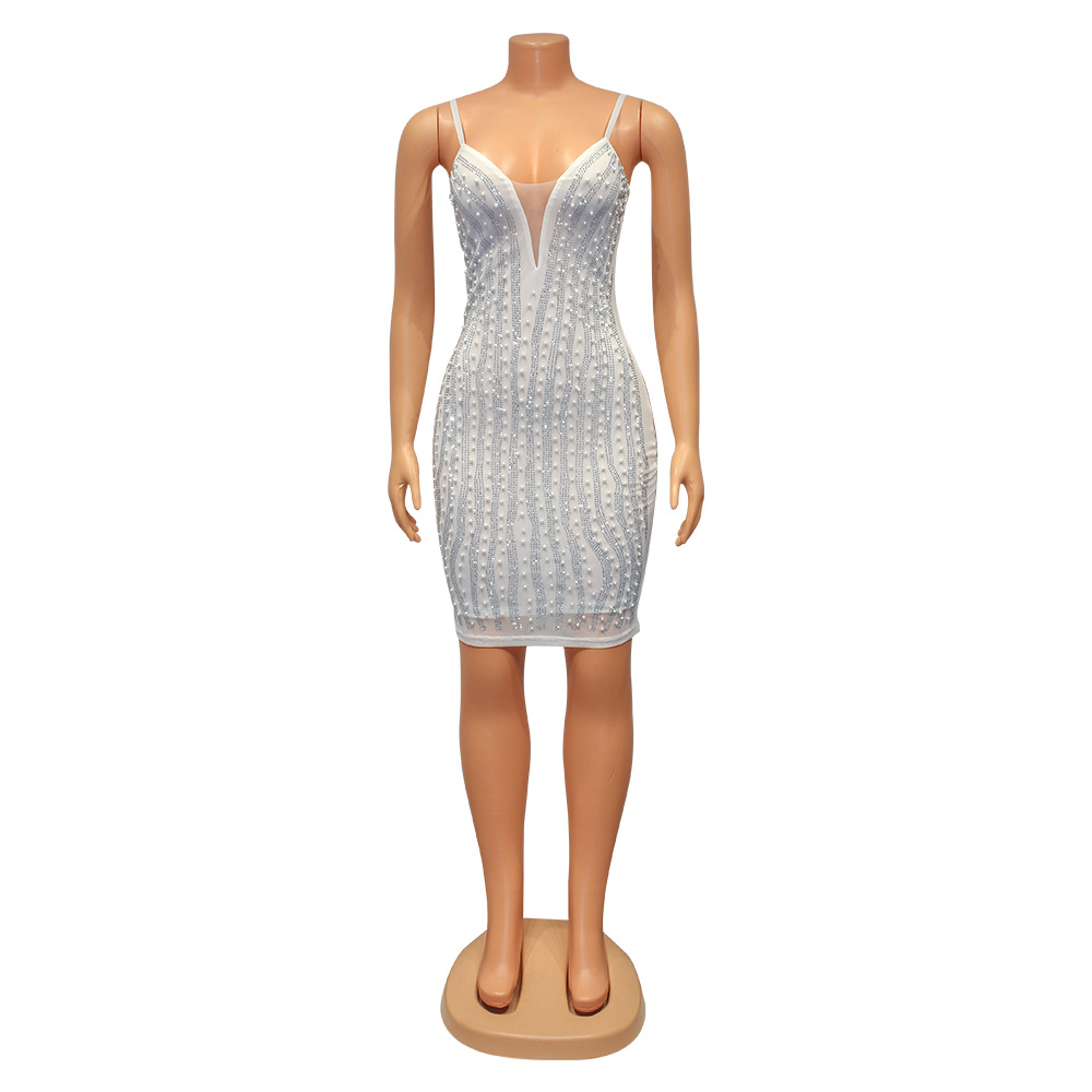 Tight Hot Rhinestone Beaded Suspender Jumpsuit Image 6