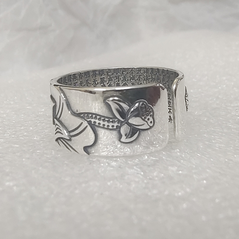 Lotus Flower Design Silver Ring