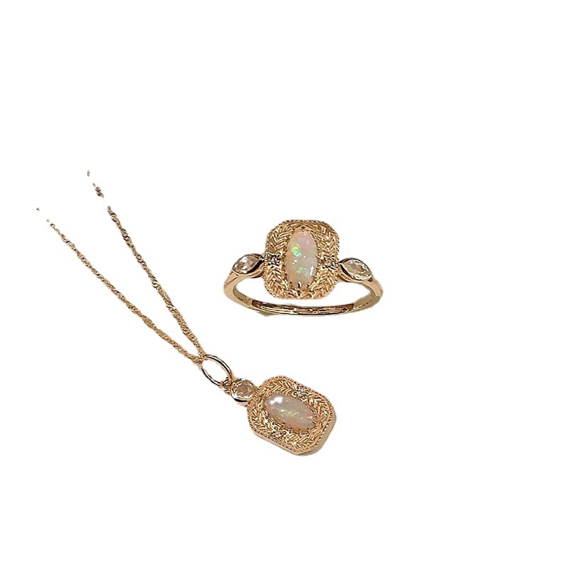 S925 Silver Wheat Ear Of Rice Opal Ring 6