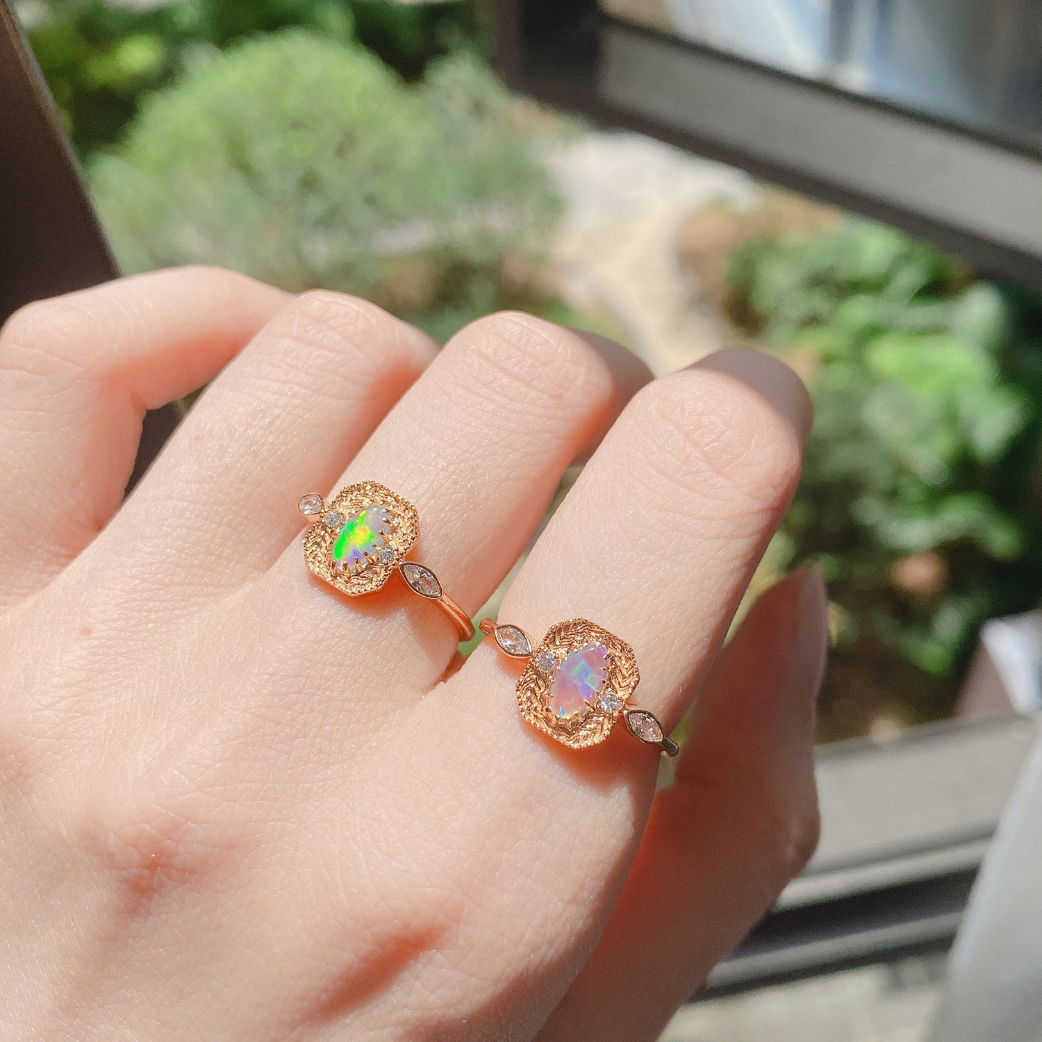 S925 Silver Wheat Ear Of Rice Opal Ring 5