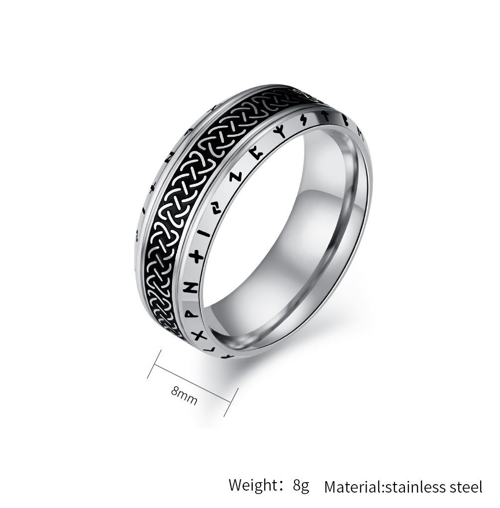 Viking Text Titanium Steel Ring 1