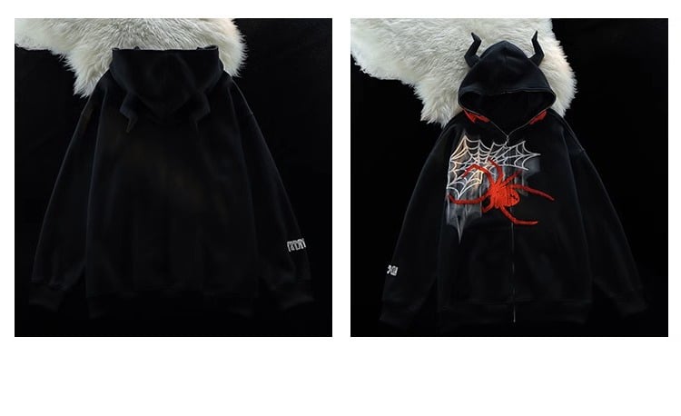 Spider Printed Hoodie - Image 4