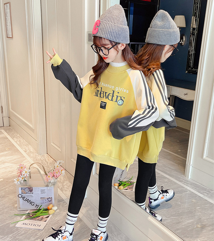 Girls Pullover Sweater with Velvet Letters
