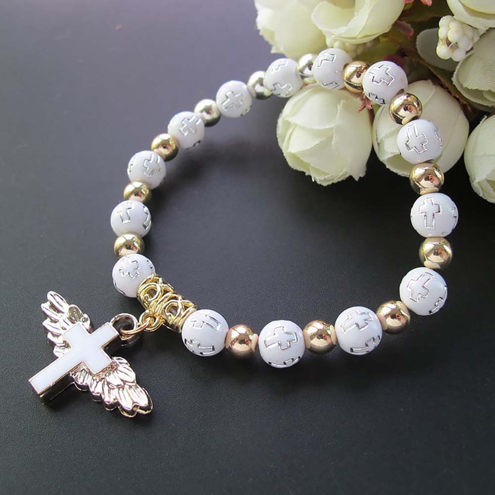 Oil Dripping Angel Cross Rosary Bracelet - Image 6