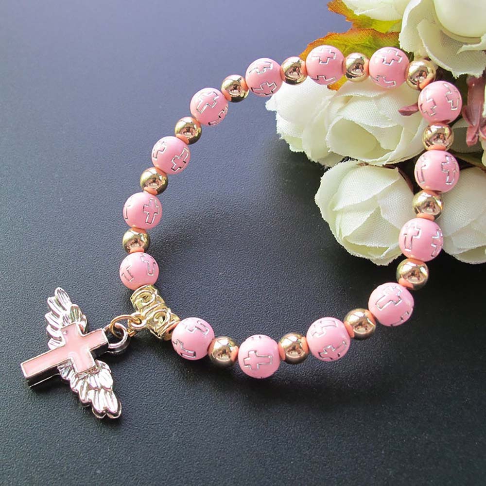 Oil Dripping Angel Cross Rosary Bracelet - Image 1