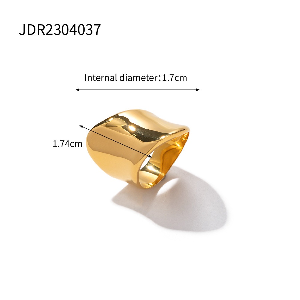 18K Gold Stainless Steel Minimalist Wide Face Ring Image 3