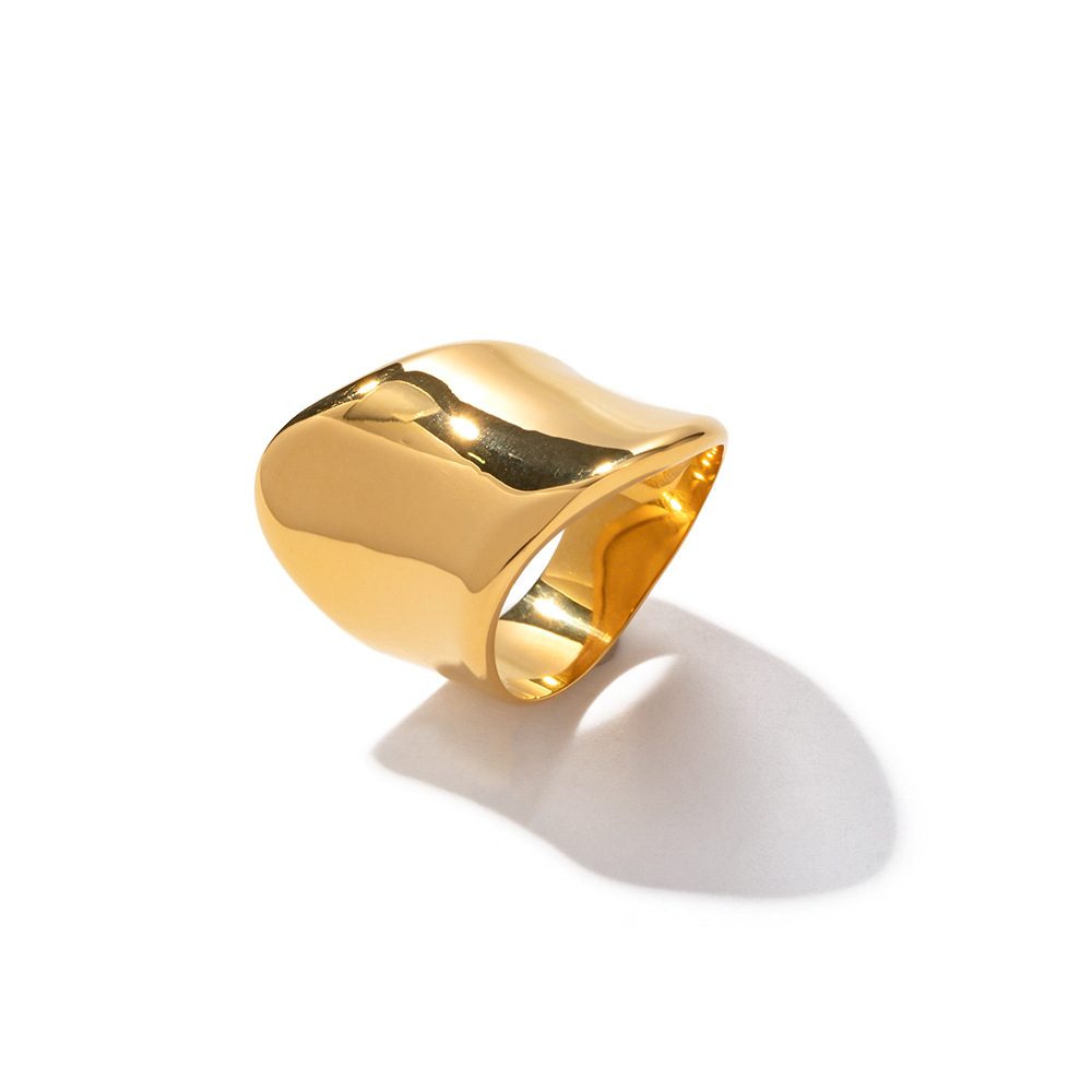18K Gold Stainless Steel Minimalist Wide Face Ring Image 5