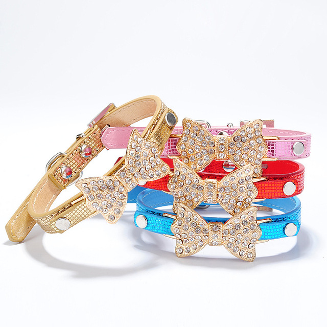 Bling Rhinestone Dog Collar in Use