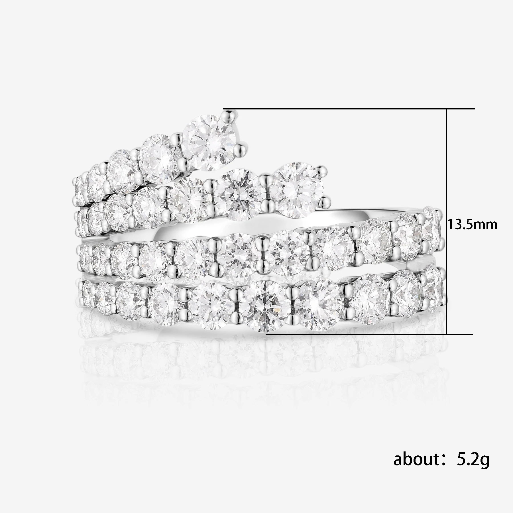 Inlaid zircon stackable fashion ring for layered styling