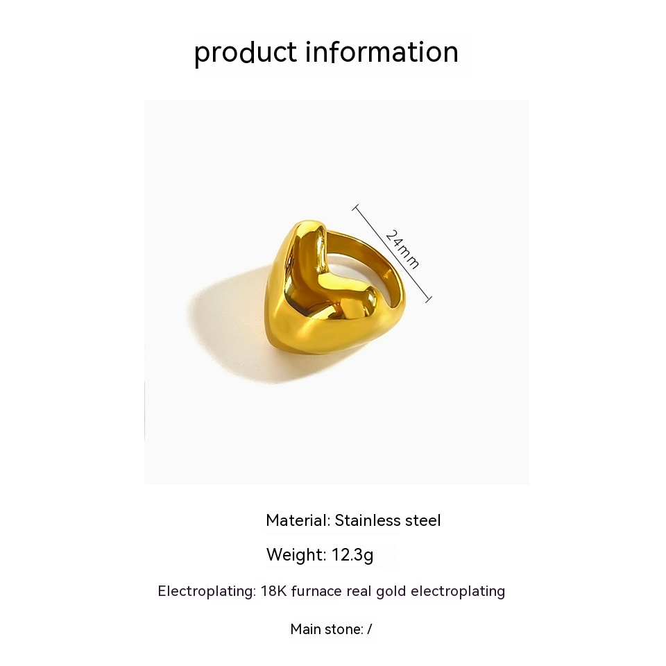 Fashion Titanium Steel Glossy Love Shape Ring Image 1