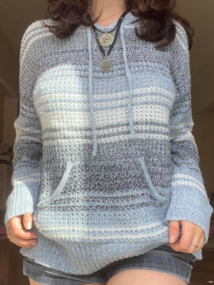 Hooded Stripe Knitwear Image 3