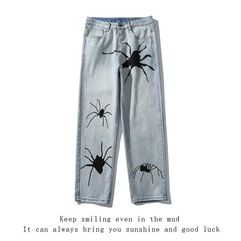 Spider Print Jeans Side View