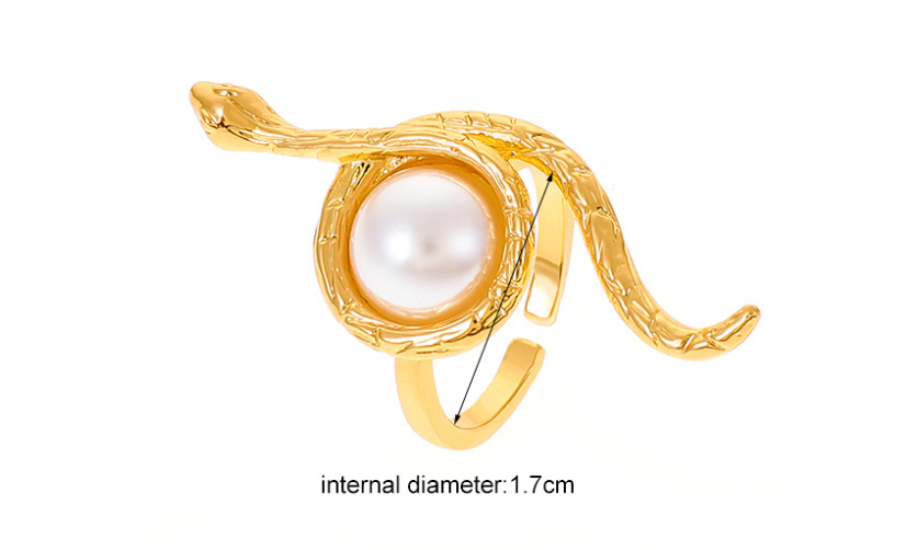 Anillo de perlas envuelto en serpiente de Fashion Minority