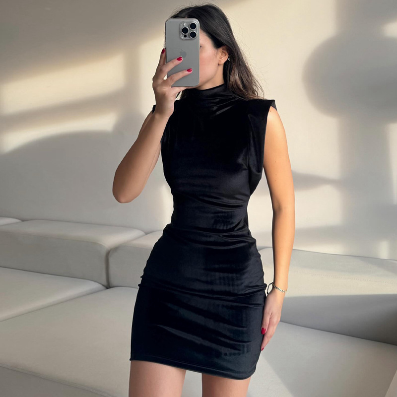 Suede Turtleneck Dress Image 7
