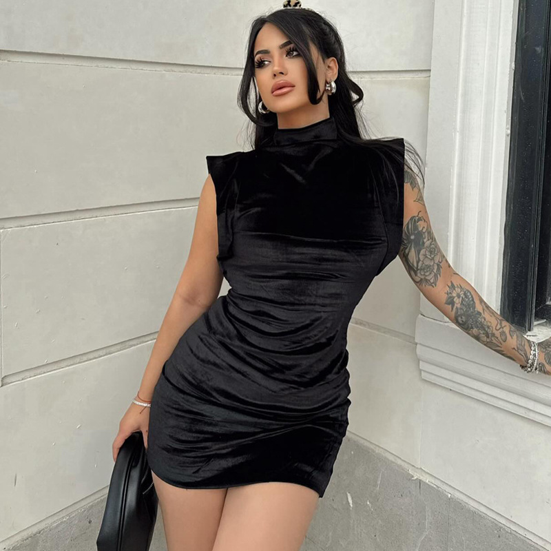 Suede Turtleneck Dress Image 3