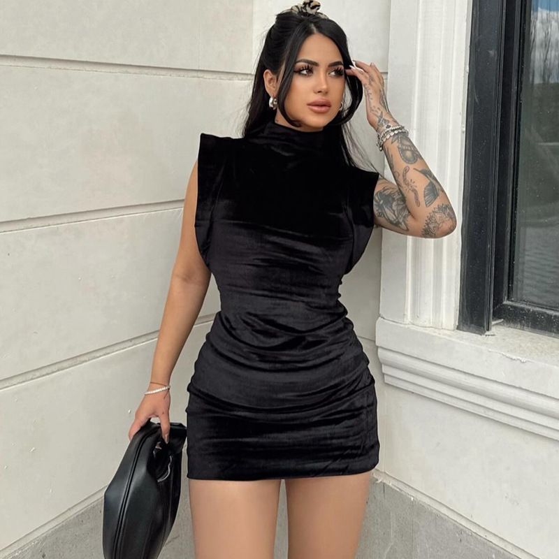 Suede Turtleneck Dress Image 2