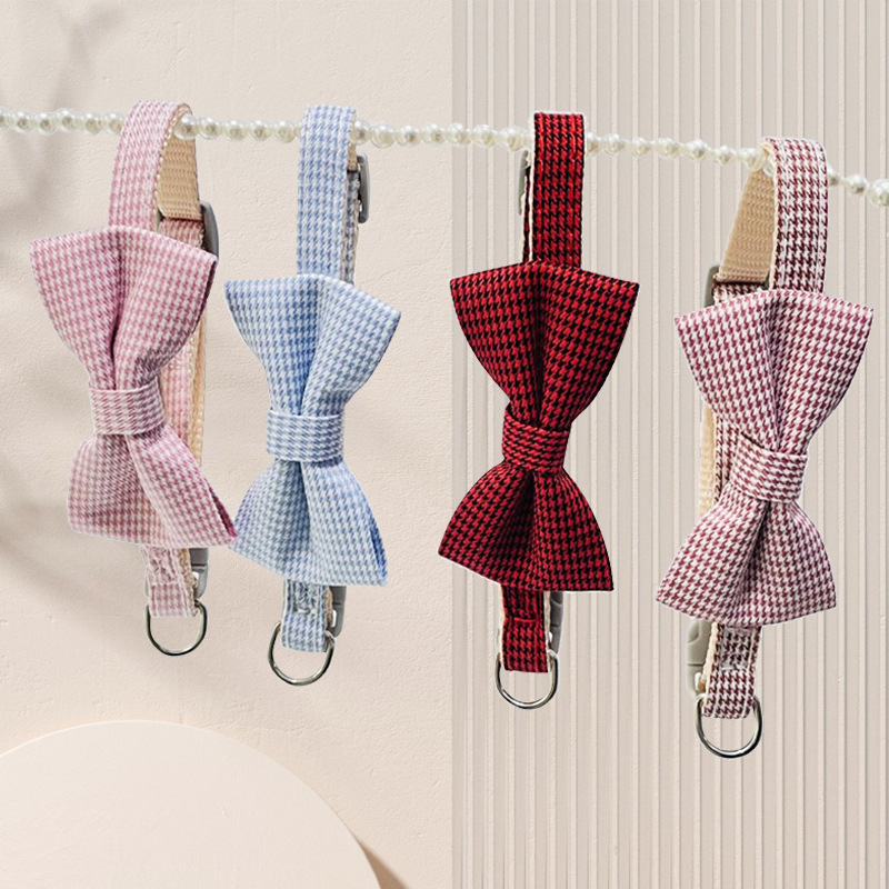 Houndstooth Design Bow Collar - Image 4