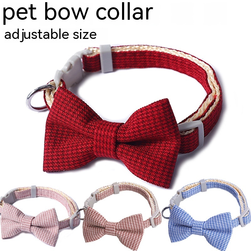 Houndstooth Design Bow Collar - Image 1