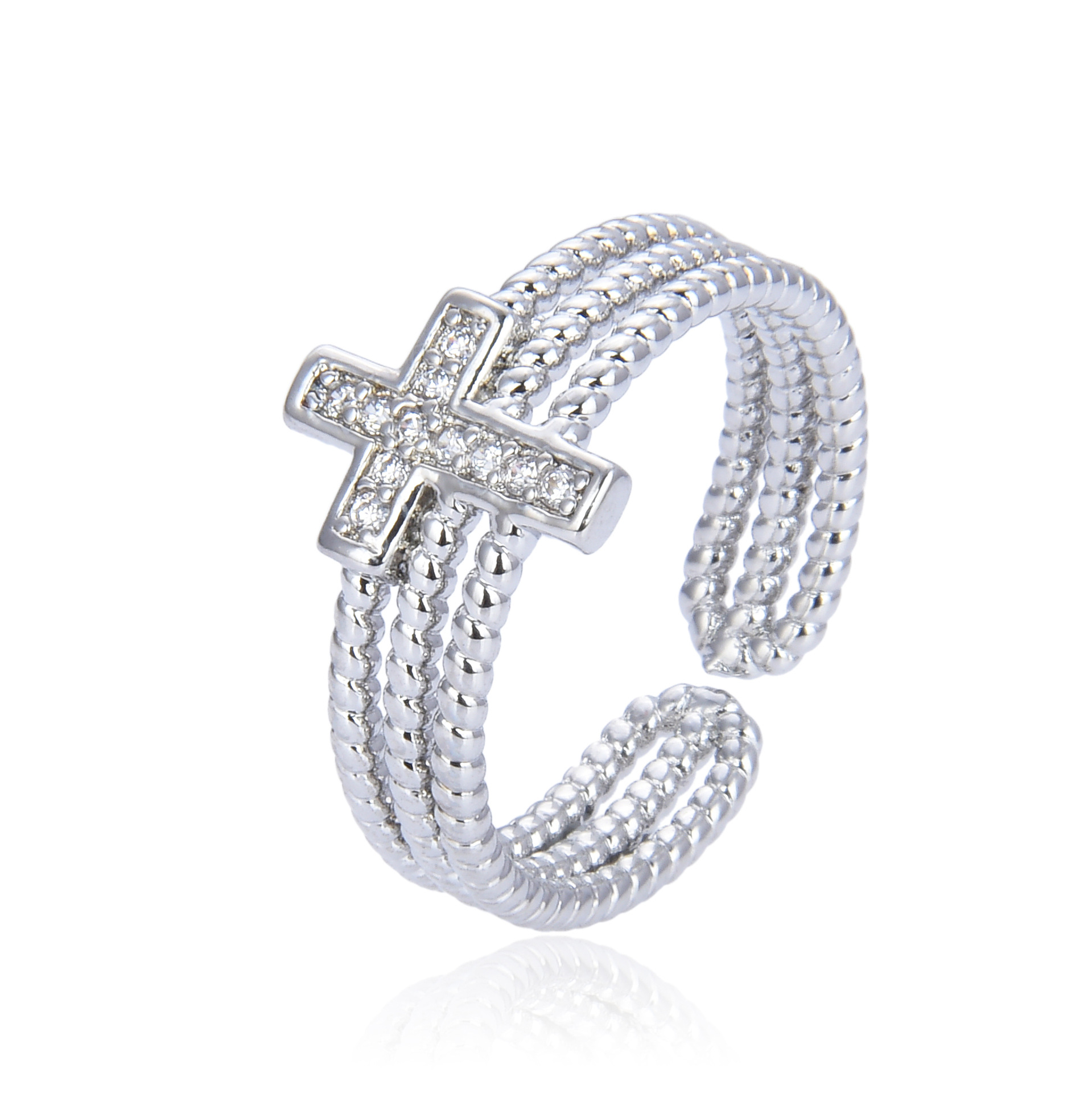 Dazzling Zircon Cross Ring