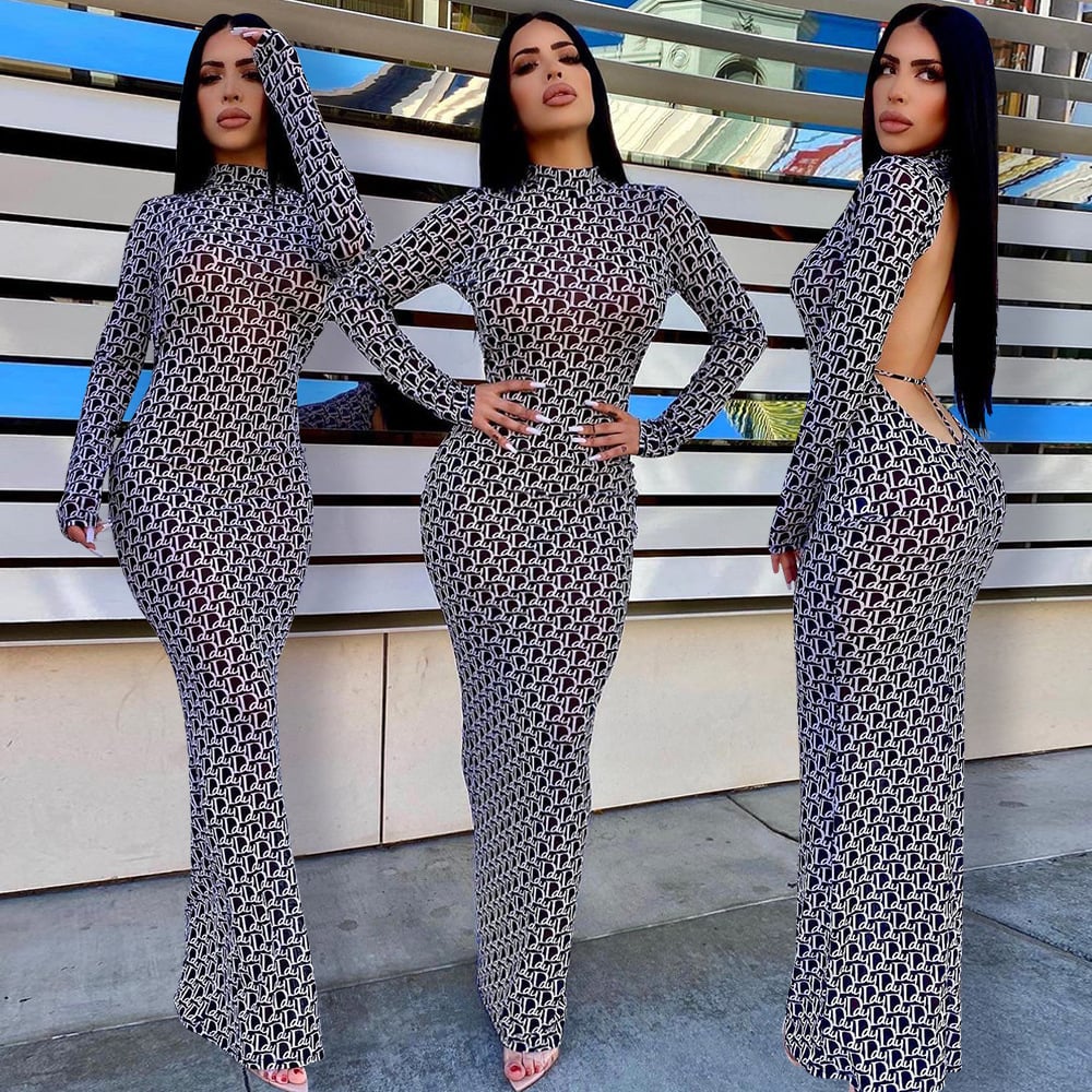 Mesh Floral Backless Women's Clothing Image 2