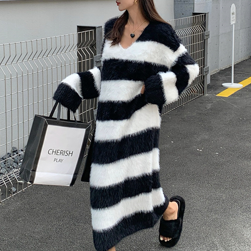 Women's Striped Long Knitted Dress - Image 5