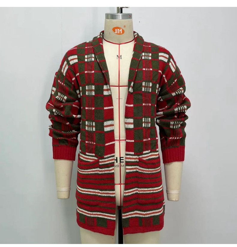 Men's Fashion Plaid Knitted Cardigan Image 3