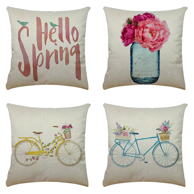 Bicycle Illustration Pillow Cover 1