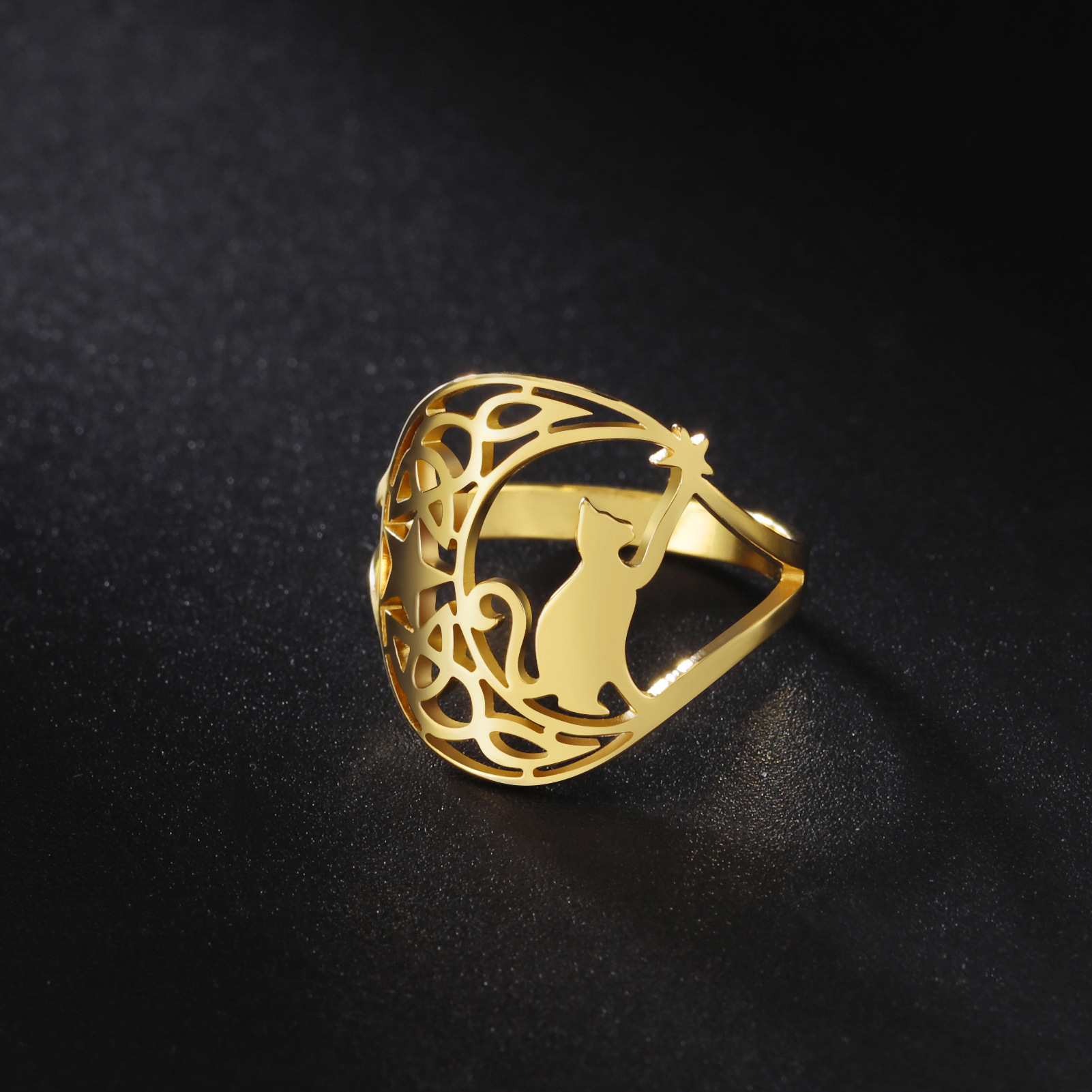 Cute Kitten Star Ring 7