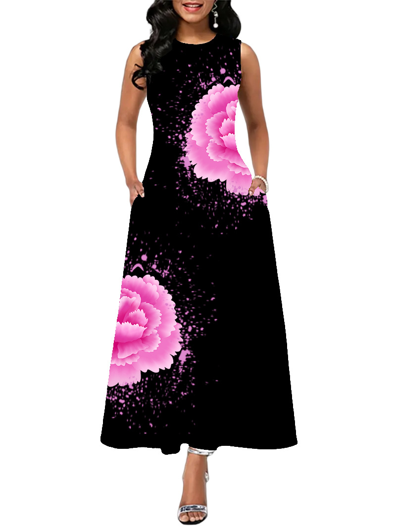 Women's Round Neck Sleeveless A-Line Skirt