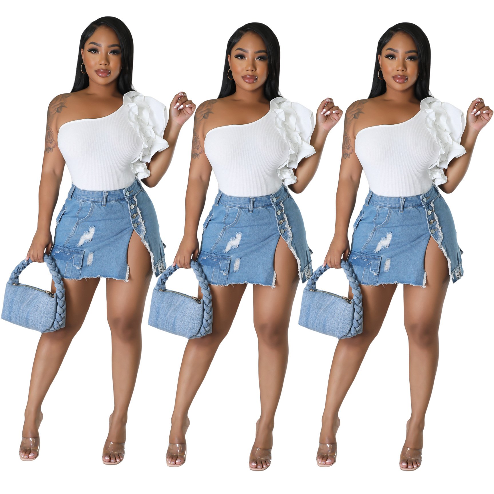 Ripped Pocket Denim Skirt Image 5