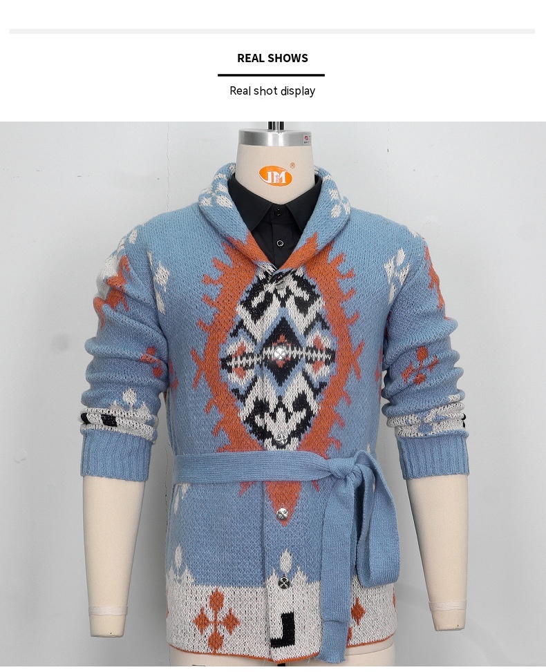 American Retro Heavy Industry Jacquard Sweater - Close Up