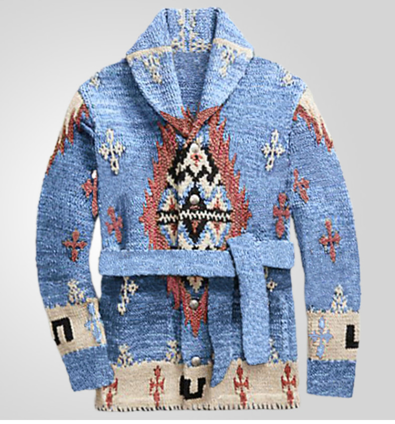 American Retro Heavy Industry Jacquard Sweater - Side View