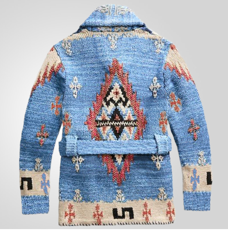 American Retro Heavy Industry Jacquard Sweater - Back View