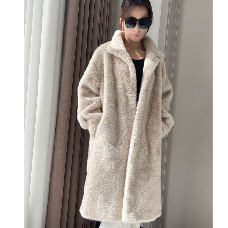 Fur Integrated Environmental Protection Plush Mink Fur Coat