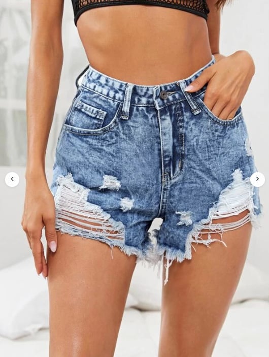 Women’s Fashion Casual High Waist Ripped Denim Shorts - Image 2