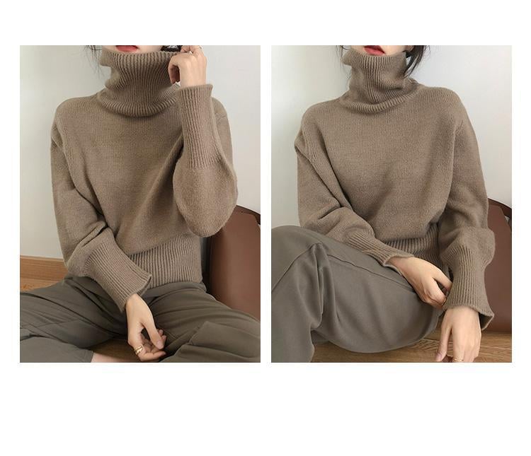 Lazy Style Turtleneck Sweater in Caramel
