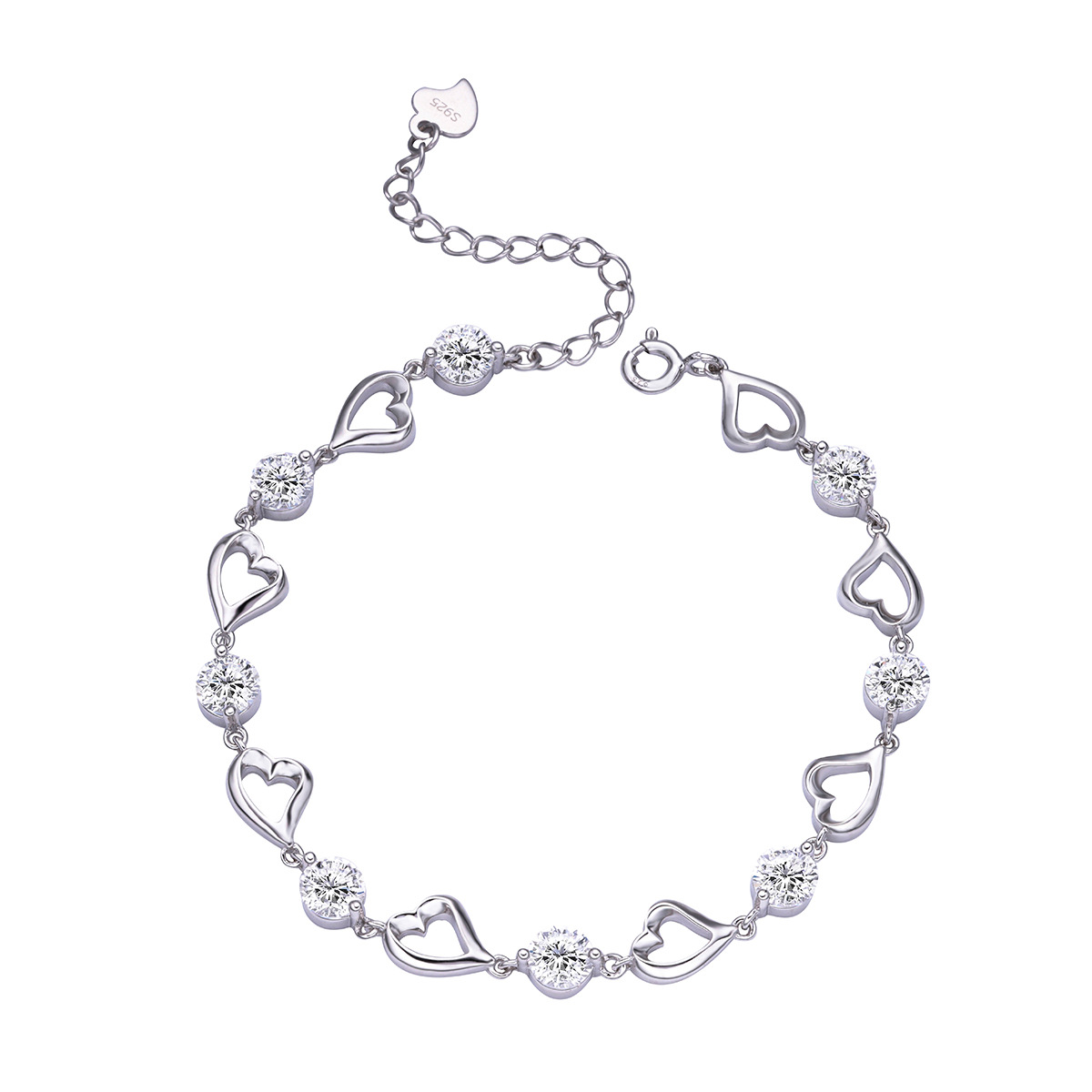 Women's Loving Heart Zircon Bracelet Image 5