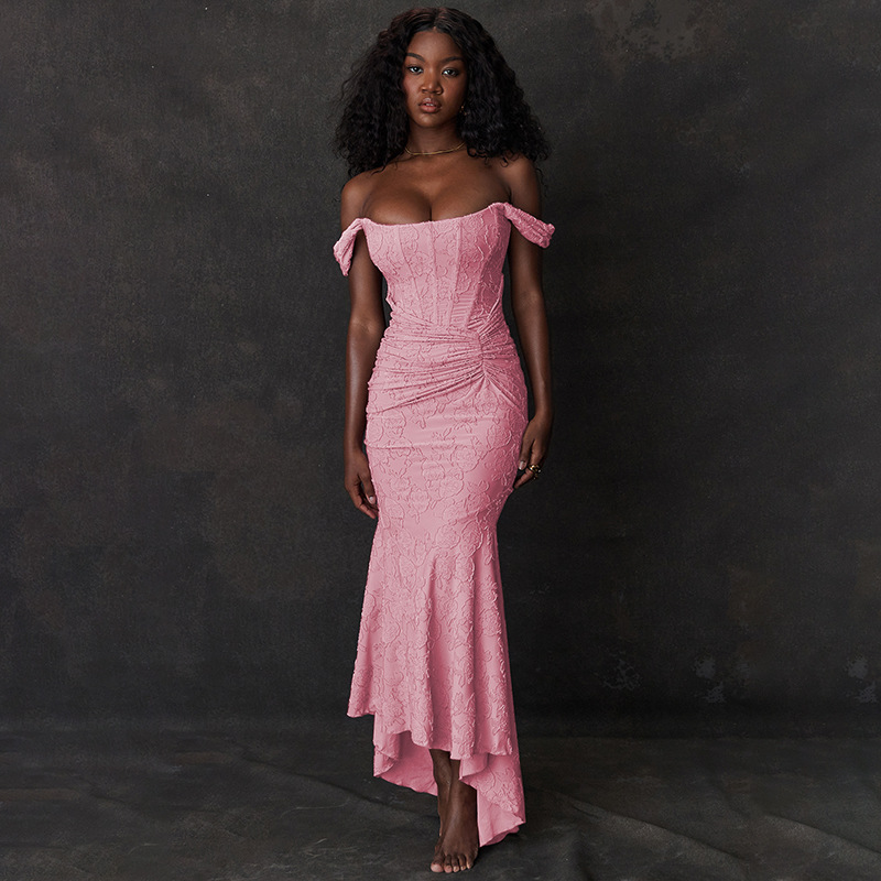 Fashion Off-neck Tube Top Dress Image 3