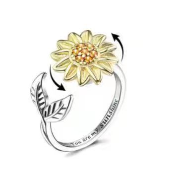 Copper Micro Inlay Sunflower Spinning Ring 3