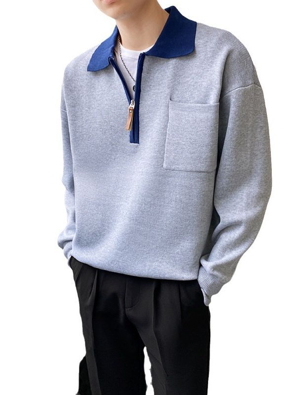 Casual Look with Half Zipper Sweater