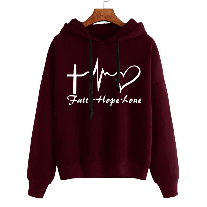 Heart Print Hoodie Sweatshirt Side View