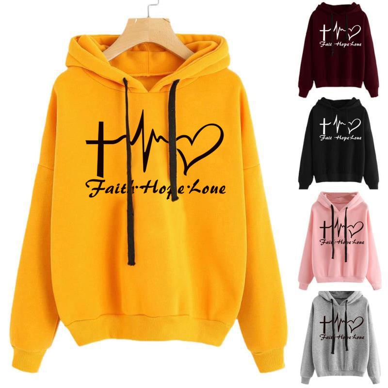 Heart Print Hoodie Sweatshirt Detail