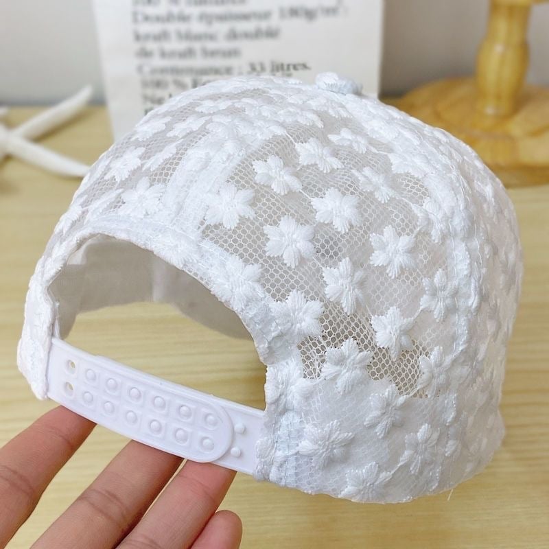 Close-up of the cap’s brim and fabric texture