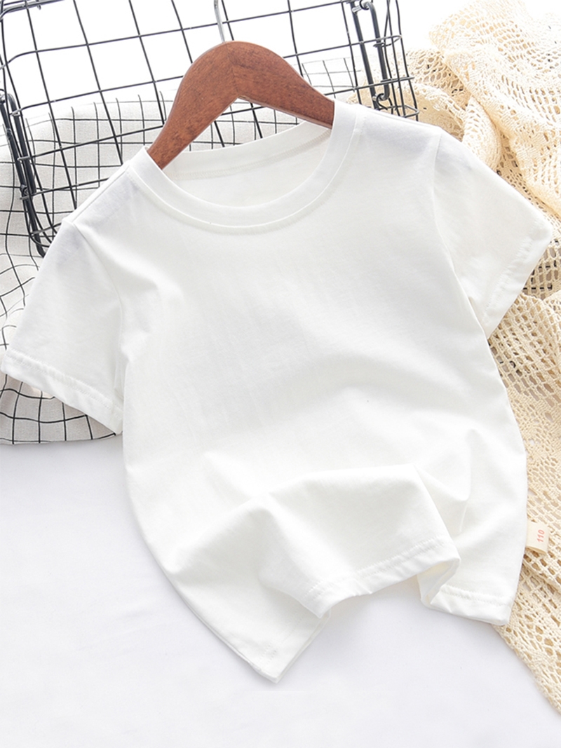 Boys and Girls White T-shirt Half Sleeved Top