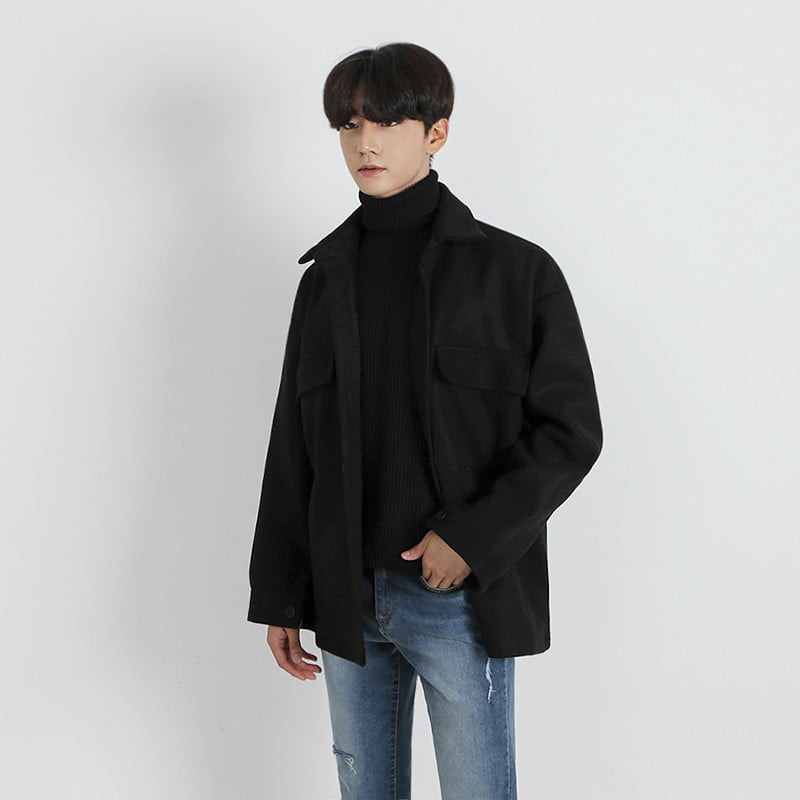 Thickening Trend Woolen Coat Side View