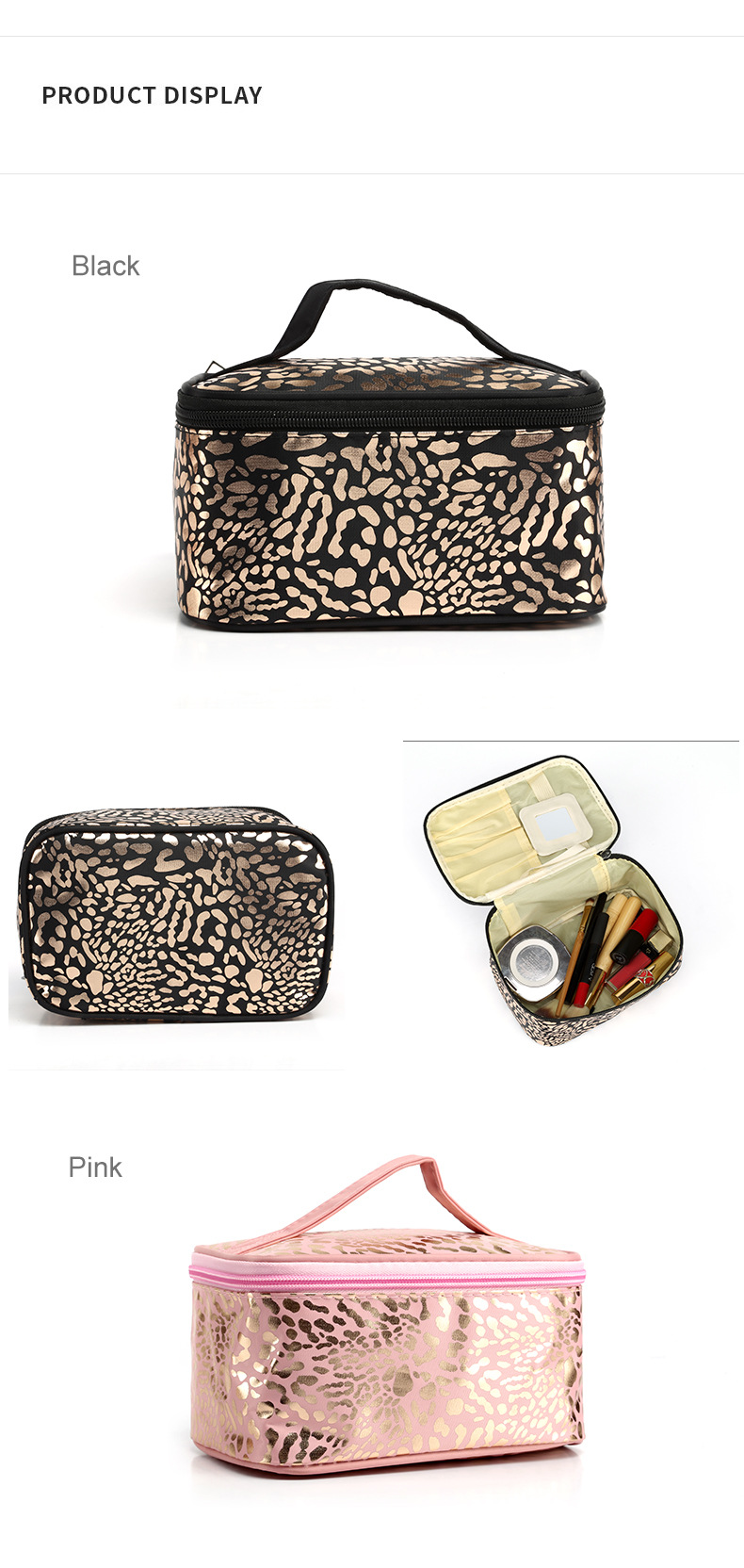 Large Capacity Handbag Leopard Print Cosmetic Bag 3