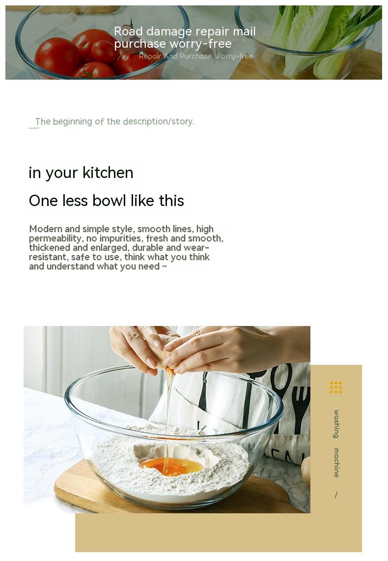 Japanese-style Transparent Glass Salad Bowl