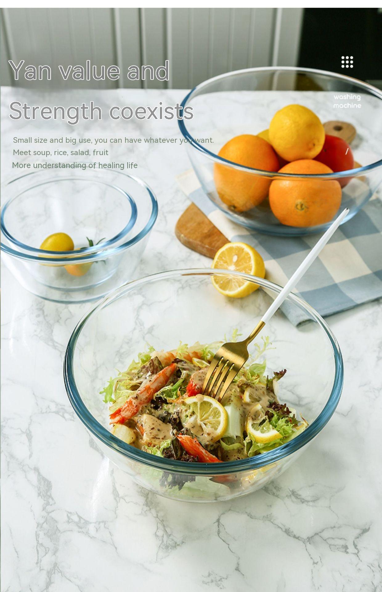 Japanese-style Transparent Glass Salad Bowl