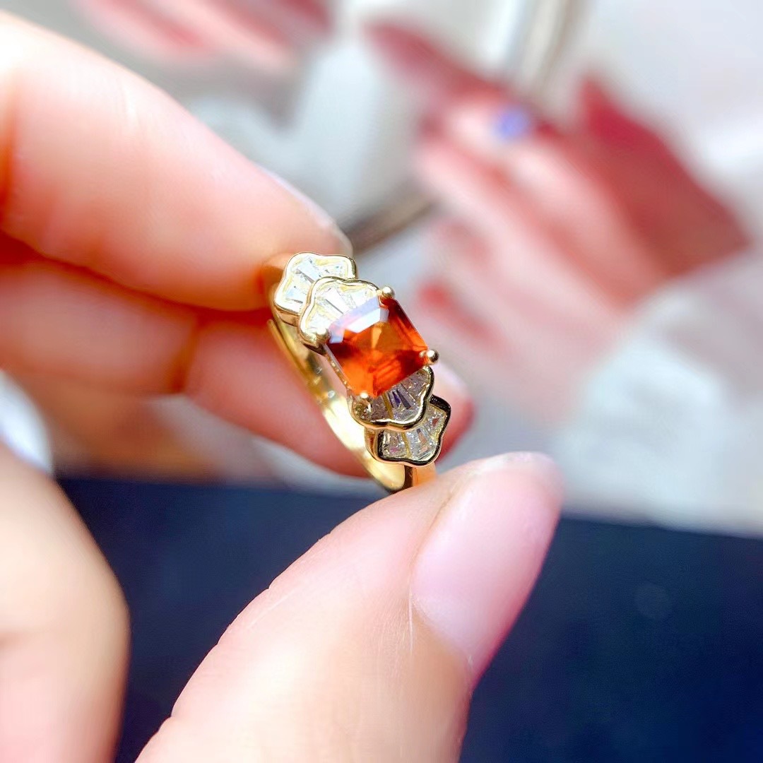 Colored Gems Jewelry 925 Silver Inlaid Natural Garnet Ring - Image 5